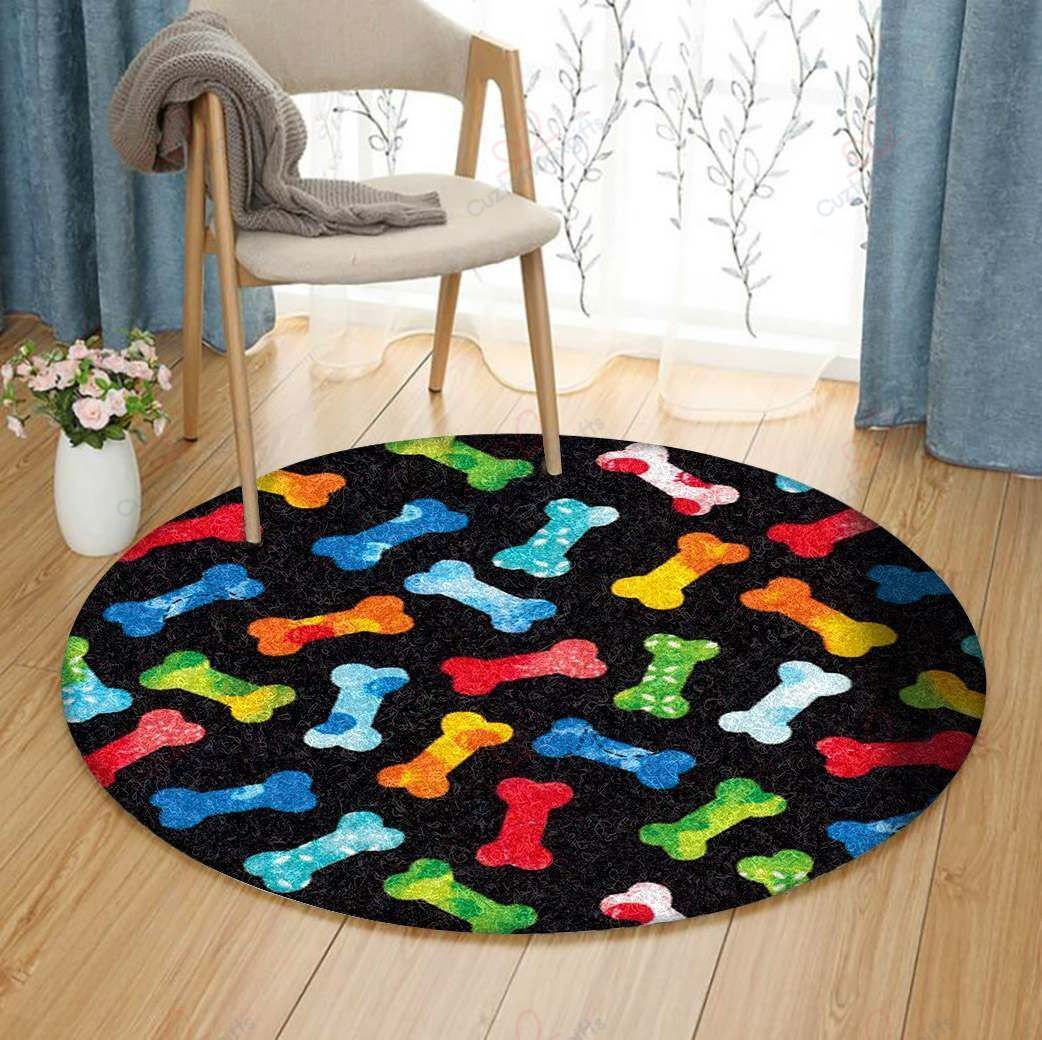 Dog Bones Round Carpet Floor Rug Living Room Bedroom Decor Round Area Rug Carpet Dog Bones Round Carpet Floor Rug Living Room Bedroom Decor Round Area Rug Carpet