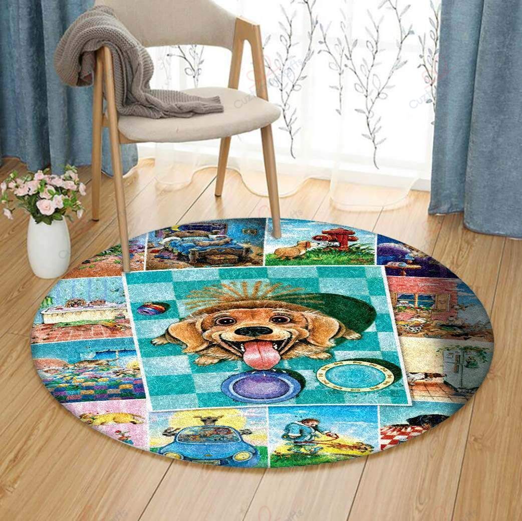 Dog Life Round Carpet Floor Rug Living Room Bedroom Decor Round Area Rug Carpet Dog Life Round Carpet Floor Rug Living Room Bedroom Decor Round Area Rug Carpet