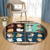Dog Types Round Carpet Floor Rug Living Room Bedroom Decor Round Area Rug Carpet