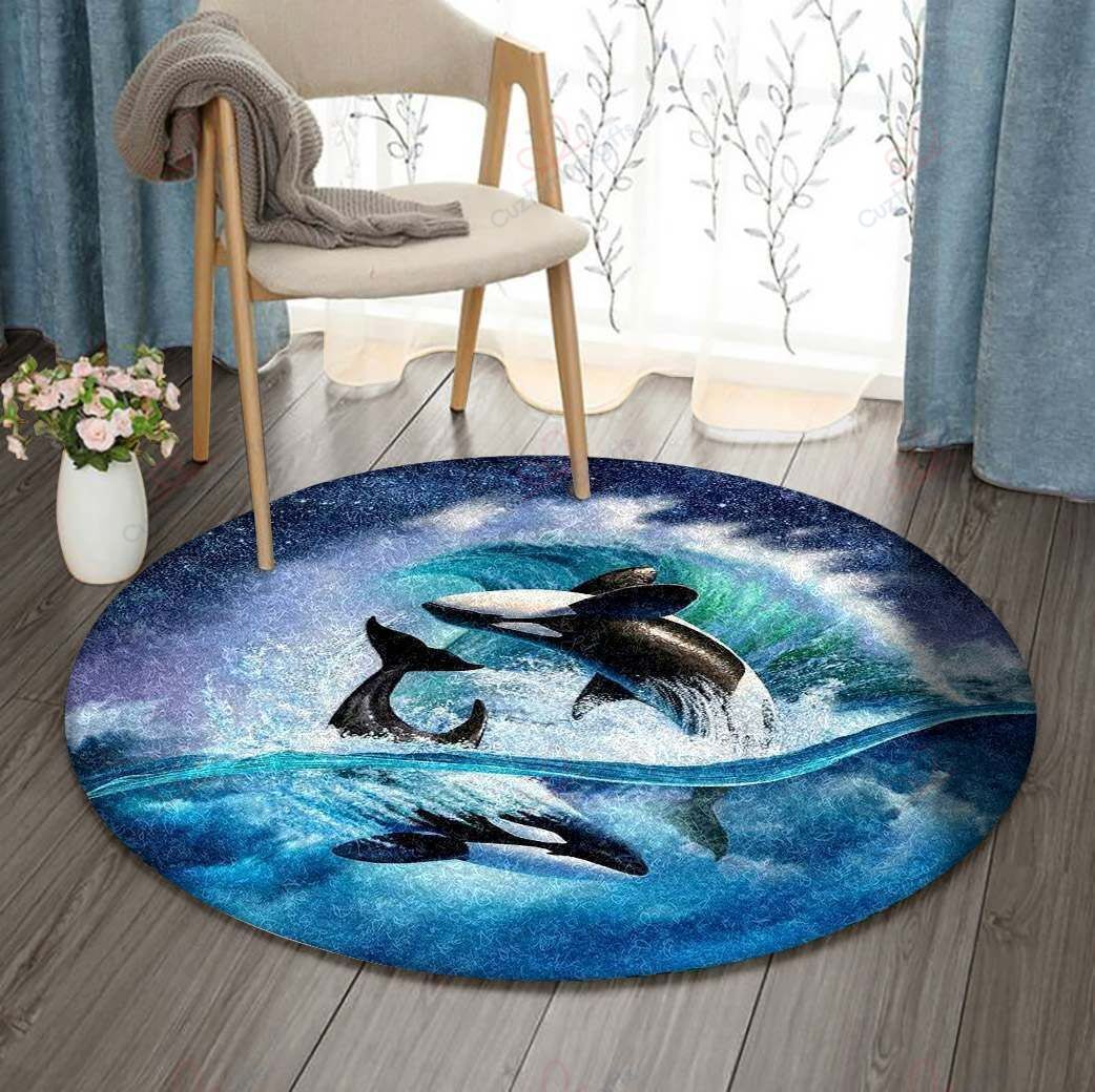 Dolphins 1 Round Carpet Floor Rug Living Room Bedroom Decor Round Area Rug Carpet Dolphins 1 Round Carpet Floor Rug Living Room Bedroom Decor Round Area Rug Carpet