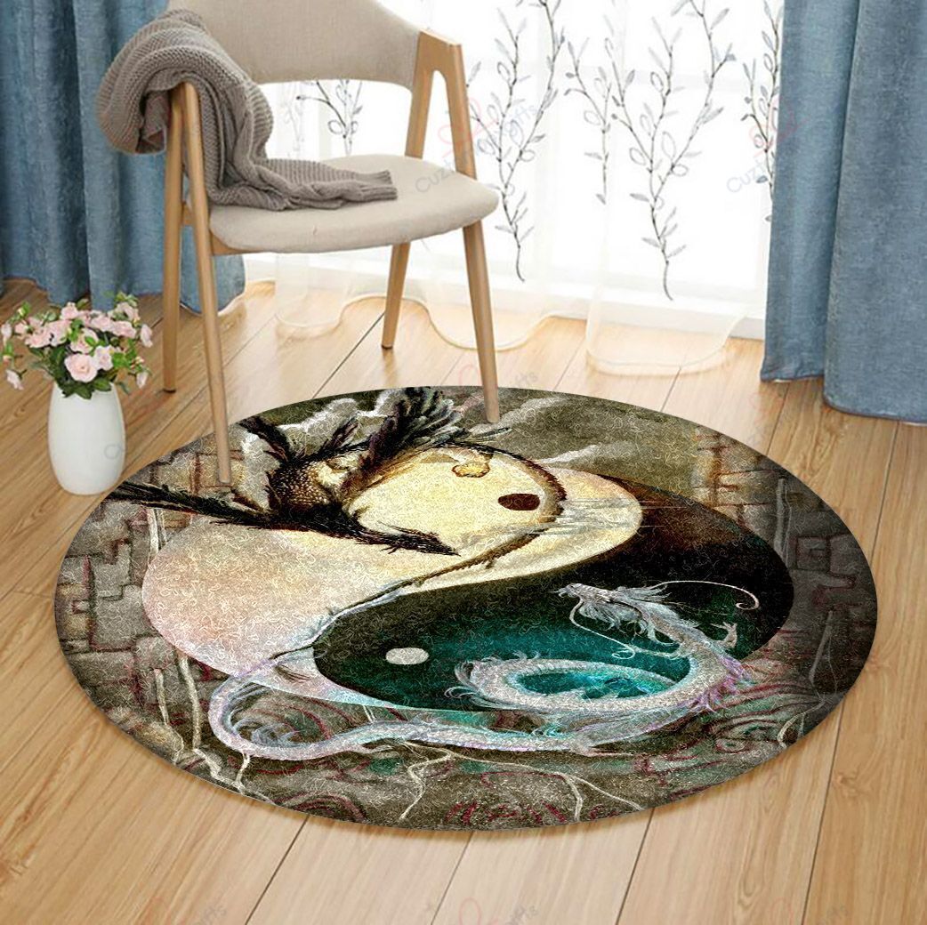 Dragon Yin Yang Round Carpet Floor Rug Living Room Bedroom Decor Round Area Rug Carpet Dragon Yin Yang Round Carpet Floor Rug Living Room Bedroom Decor Round Area Rug Carpet