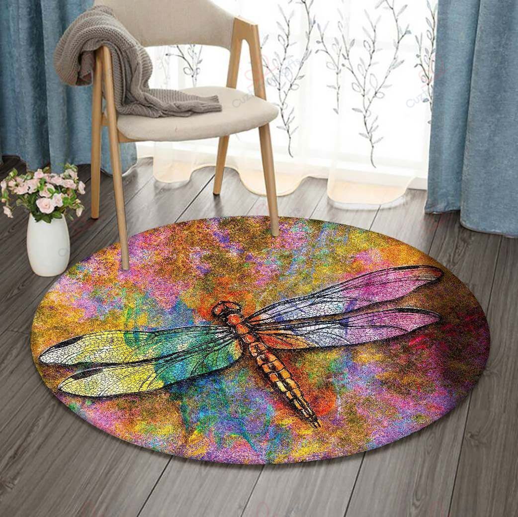 Dragonfly Round Carpet Floor Rug Living Room Bedroom Decor Round Area Rug Carpet Dragonfly Round Carpet Floor Rug Living Room Bedroom Decor Round Area Rug Carpet
