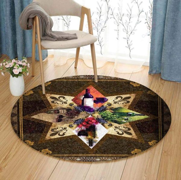 Drink Wine Round Carpet Floor Rug Living Room Bedroom Decor Round Area Rug Carpet