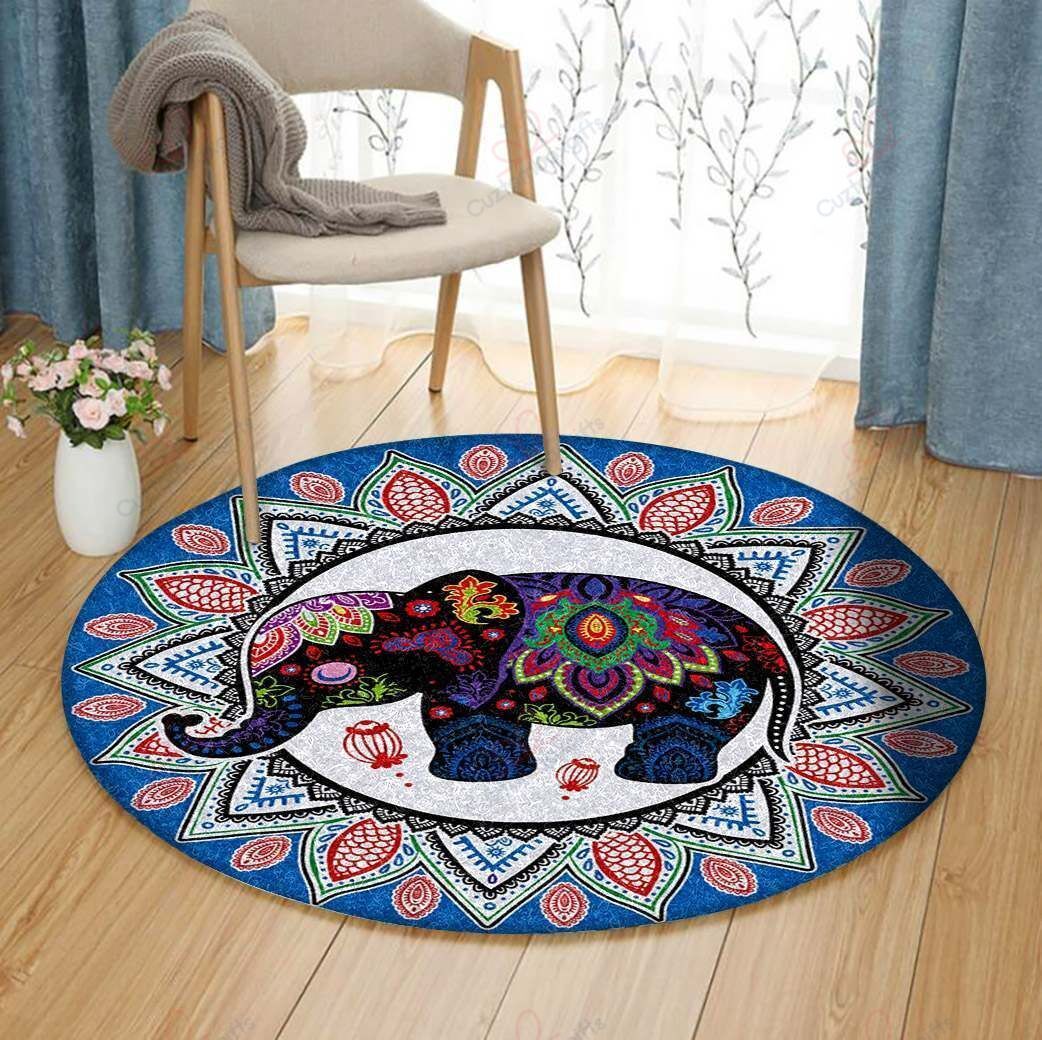 Elephant Color Pattern Round Carpet Floor Rug Living Room Bedroom Decor Round Area Rug Carpet Elephant Color Pattern Round Carpet Floor Rug Living Room Bedroom Decor Round Area Rug Carpet
