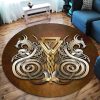 Fenrir Wolf Odin Viking Round Carpet Floor Rug Living Room Bedroom Decor Round Area Rug Carpet