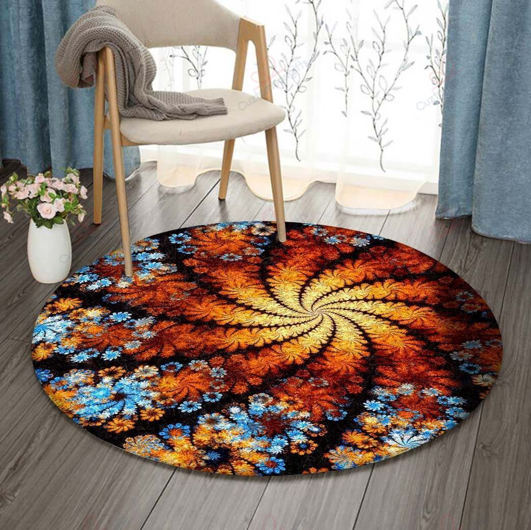 Flower Colorful Round Carpet Floor Rug Living Room Bedroom Decor Round Area Rug Carpet