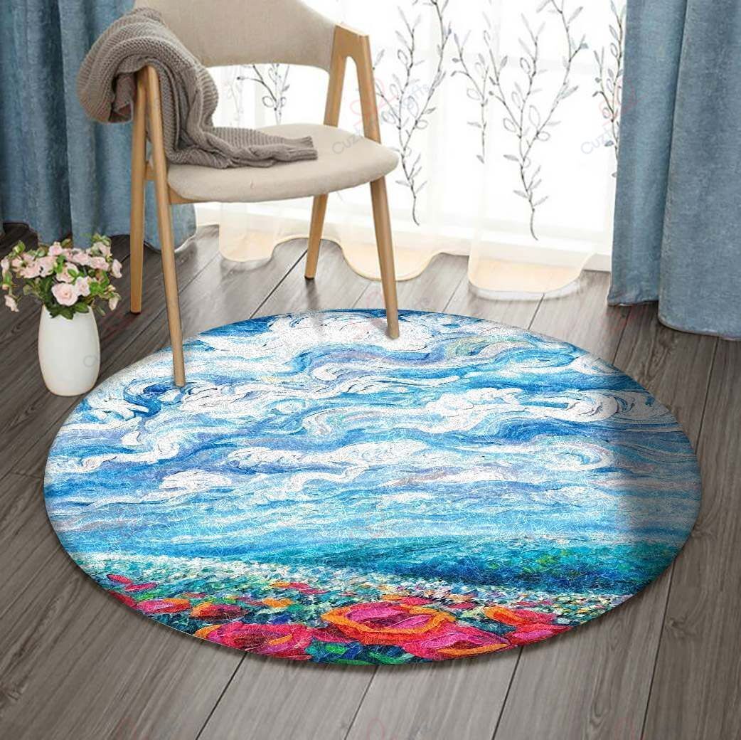 Flower Hill Round Carpet Floor Rug Living Room Bedroom Decor Round Area Rug Carpet Flower Hill Round Carpet Floor Rug Living Room Bedroom Decor Round Area Rug Carpet