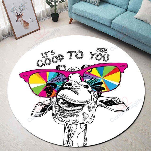 Giraffe Its Good To See You Round Carpet Floor Rug Living Room Bedroom Decor Round Area Rug Carpet Giraffe Its Good To See You Round Carpet Floor Rug Living Room Bedroom Decor Round Area Rug Carpet
