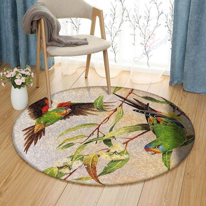 Green Bird Couple Round Carpet Floor Rug Living Room Bedroom Decor Round Area Rug Carpet Green Bird Couple Round Carpet Floor Rug Living Room Bedroom Decor Round Area Rug Carpet