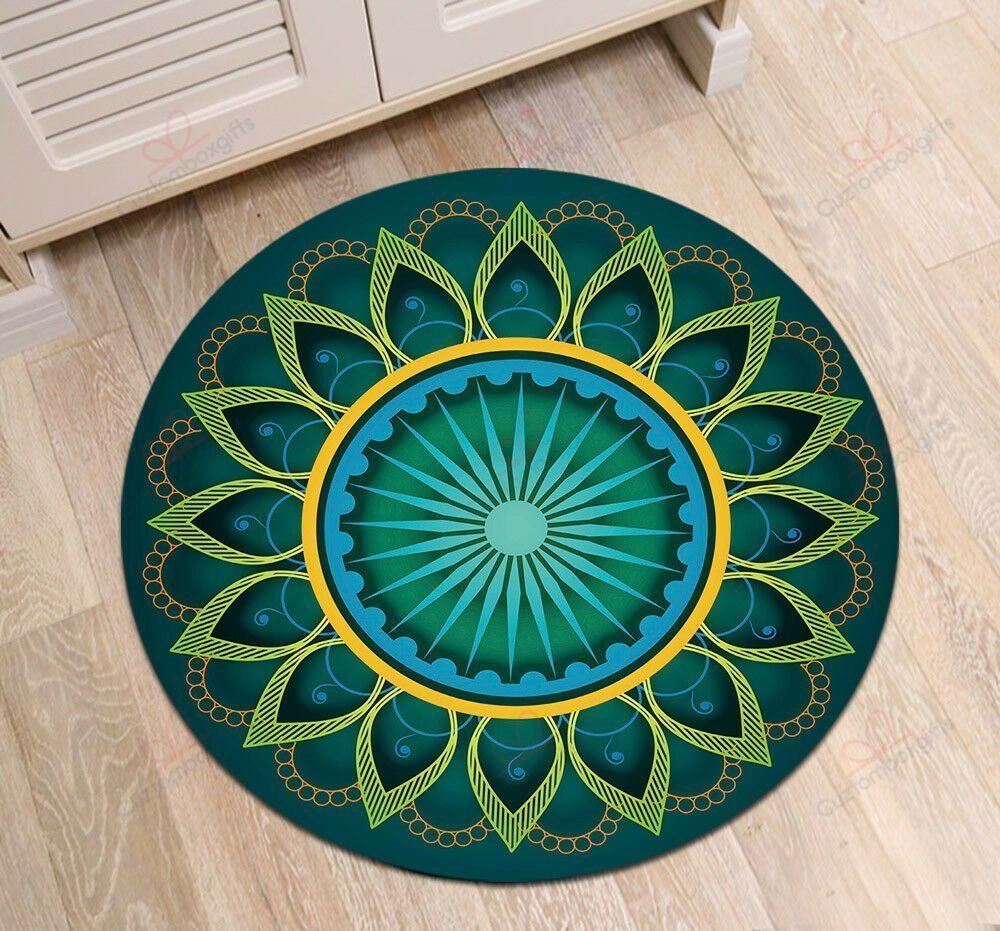Green Mandala Round Carpet Floor Rug Living Room Bedroom Decor Round Area Rug Carpet Green Mandala Round Carpet Floor Rug Living Room Bedroom Decor Round Area Rug Carpet