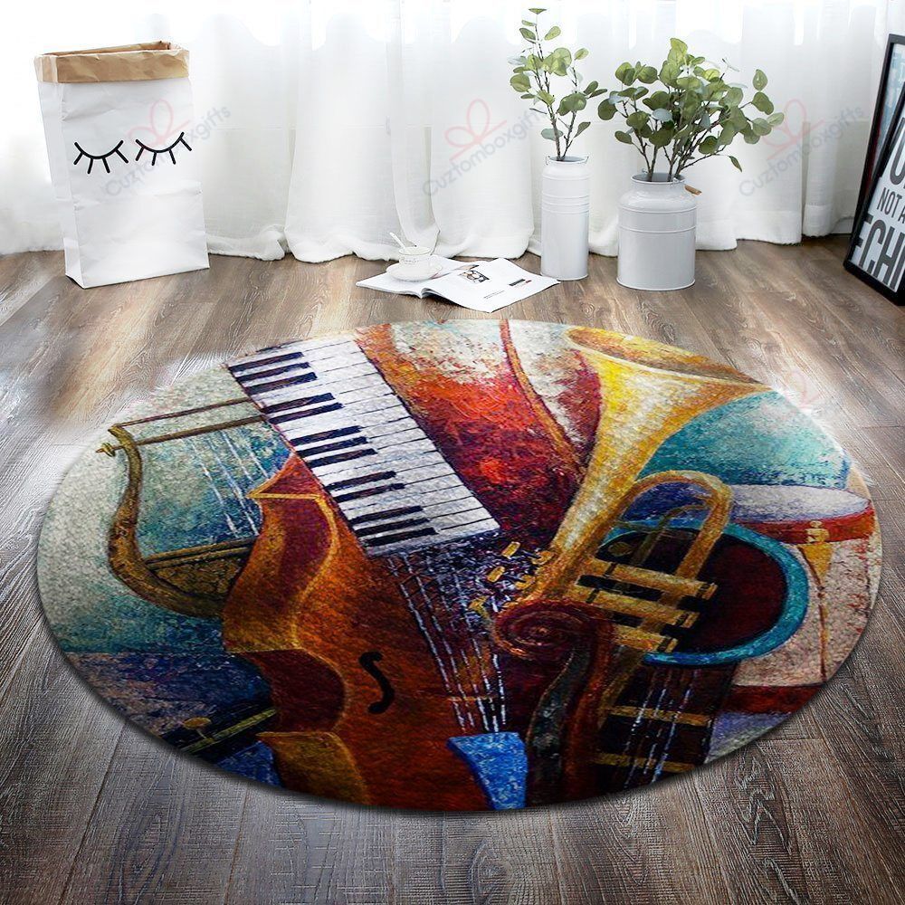 Guitar Music 2 Round Carpet Floor Rug Living Room Bedroom Decor Round Area Rug Carpet Guitar Music 2 Round Carpet Floor Rug Living Room Bedroom Decor Round Area Rug Carpet