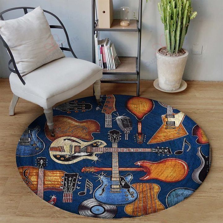 Guitar Music Round Carpet Floor Rug Living Room Bedroom Decor Round Area Rug Carpet Guitar Music Round Carpet Floor Rug Living Room Bedroom Decor Round Area Rug Carpet