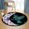 Hawaii Colorful Flower Hummingbird Round Carpet Floor Rug Living Room Bedroom Decor Round Area Rug Carpet
