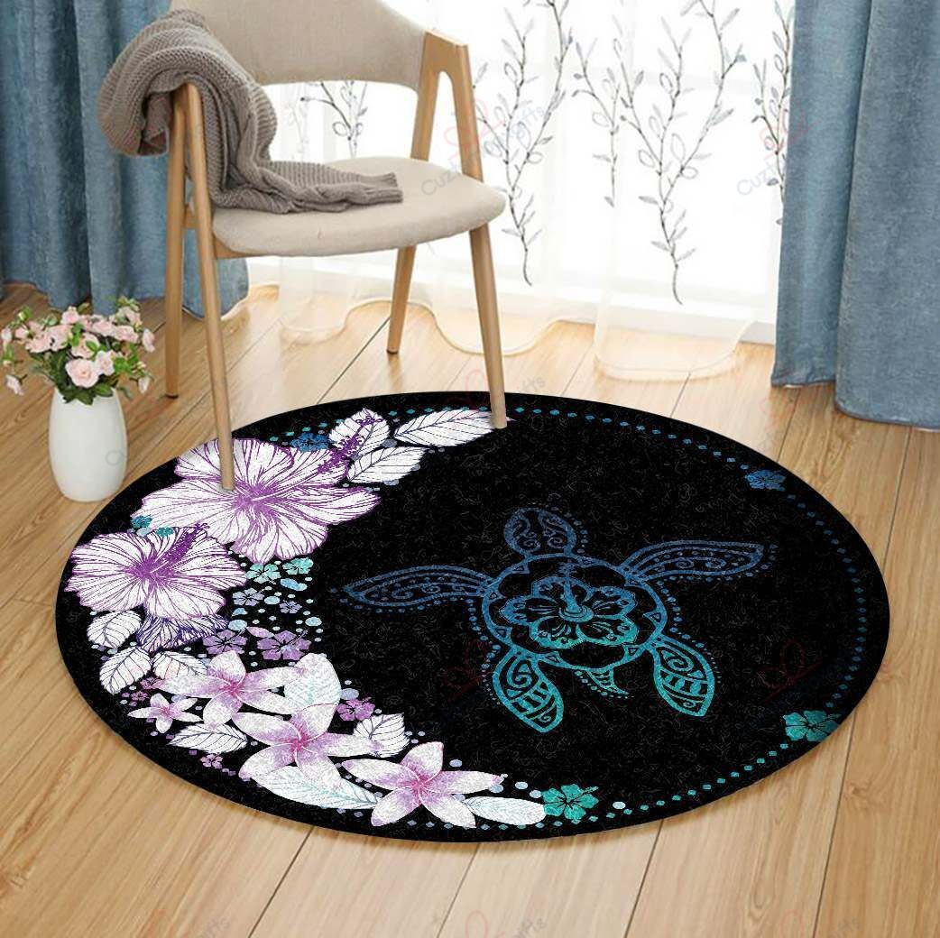 Hawaii Colorful Flower Turtle Round Carpet Floor Rug Living Room Bedroom Decor Round Area Rug Carpet Hawaii Colorful Flower Turtle Round Carpet Floor Rug Living Room Bedroom Decor Round Area Rug Carpet