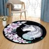 Hawaii Colorful Flower Unicorn Round Carpet Floor Rug Living Room Bedroom Decor Round Area Rug Carpet