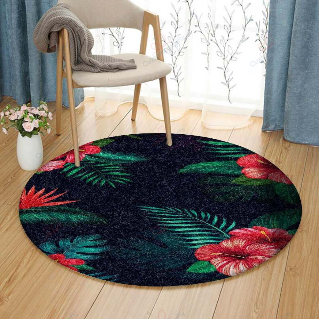 Hibiscus Round Carpet Floor Rug Living Room Bedroom Decor Round Area Rug Carpet Hibiscus Round Carpet Floor Rug Living Room Bedroom Decor Round Area Rug Carpet