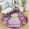 Hippie Color Cat Round Carpet Floor Rug Living Room Bedroom Decor Round Area Rug Carpet