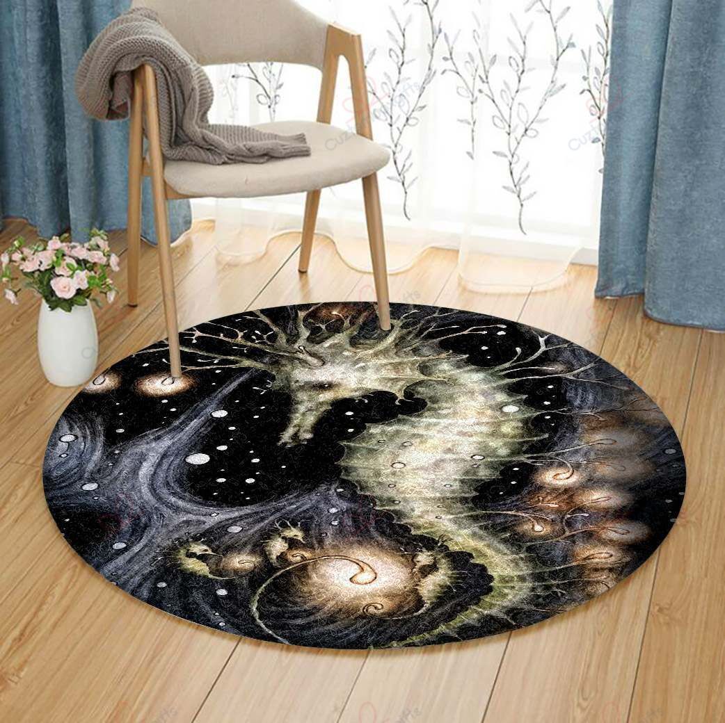 Hippocampus Round Carpet Floor Rug Living Room Bedroom Decor Round Area Rug Carpet Hippocampus Round Carpet Floor Rug Living Room Bedroom Decor Round Area Rug Carpet