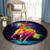 Horse Color Round Carpet Floor Rug Living Room Bedroom Decor Round Area Rug Carpet