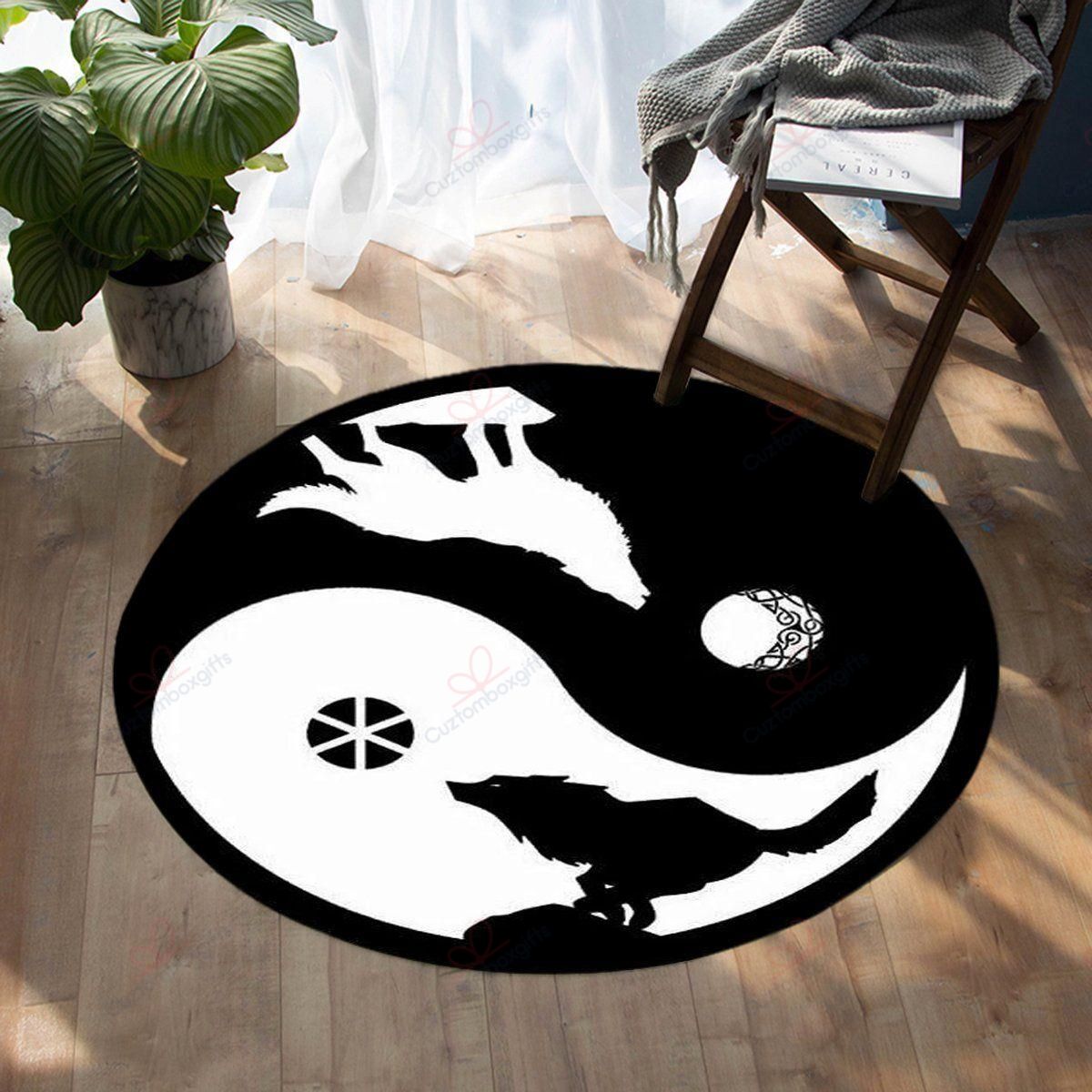 Howling Yin Yang Wolf Native American Round Carpet Floor Rug Living Room Bedroom Decor Round Area Rug Carpet Howling Yin Yang Wolf Native American Round Carpet Floor Rug Living Room Bedroom Decor Round Area Rug Carpet