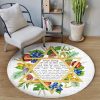 Jewish Home Blessing Fruitful Judaica Round Carpet Floor Rug Living Room Bedroom Decor Round Area Rug Carpet