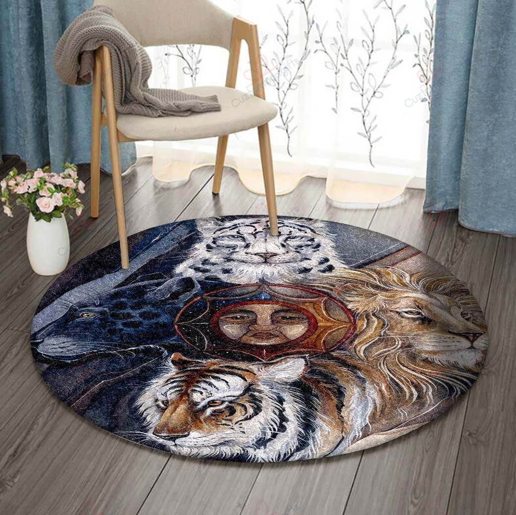Lion Tiger Round Carpet Floor Rug Living Room Bedroom Decor Round Area Rug Carpet Lion Tiger Round Carpet Floor Rug Living Room Bedroom Decor Round Area Rug Carpet