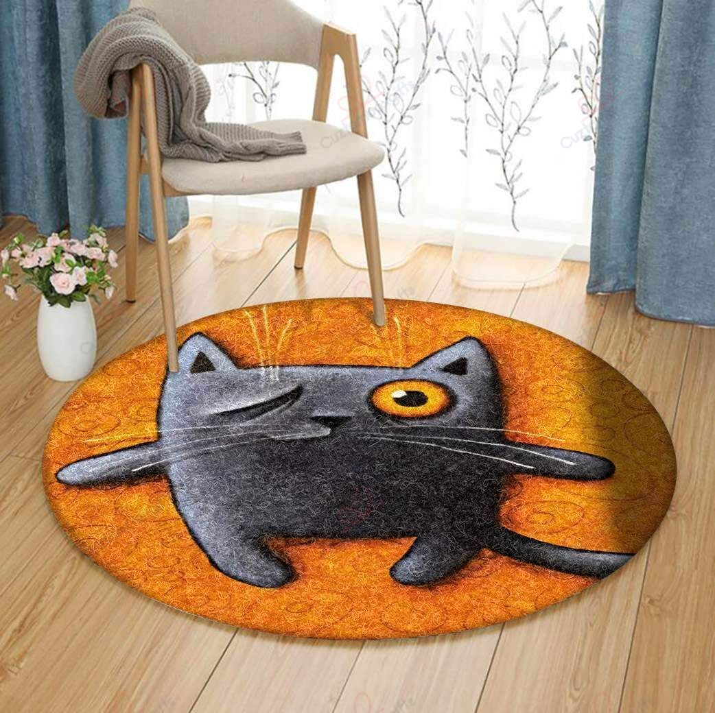 Little Black Cat 1 Round Carpet Floor Rug Living Room Bedroom Decor Round Area Rug Carpet Little Black Cat 1 Round Carpet Floor Rug Living Room Bedroom Decor Round Area Rug Carpet