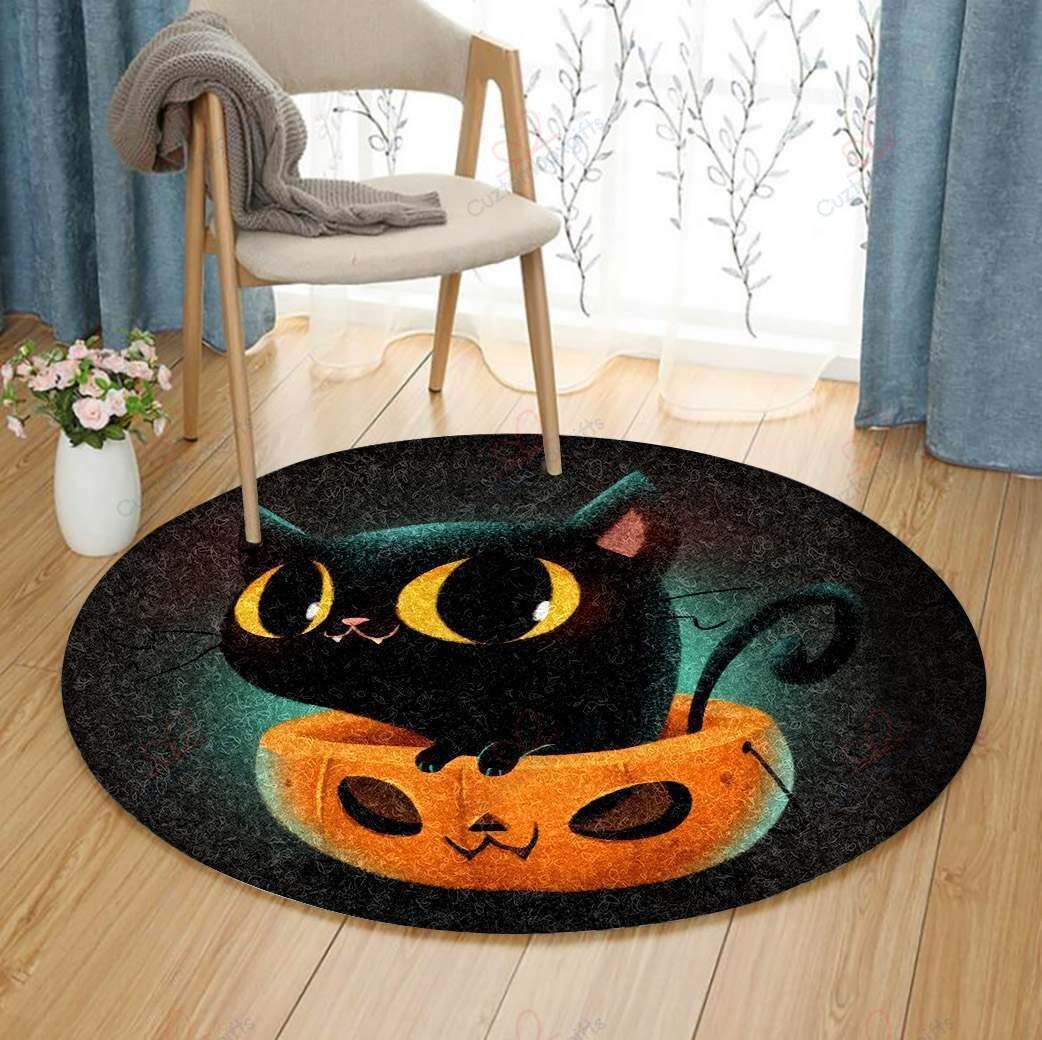 Little Black Cat Round Carpet Floor Rug Living Room Bedroom Decor Round Area Rug Carpet Little Black Cat Round Carpet Floor Rug Living Room Bedroom Decor Round Area Rug Carpet