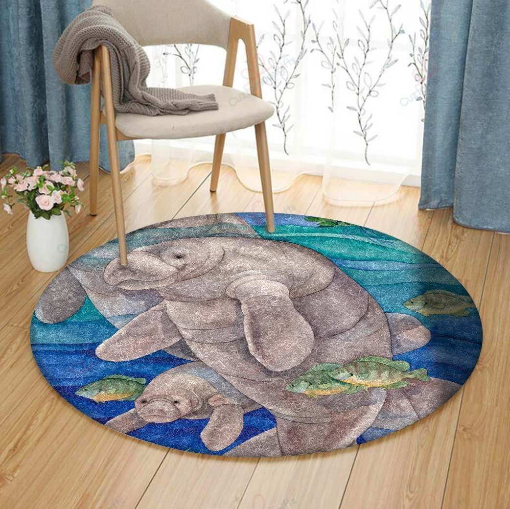 Manatees Round Carpet Floor Rug Living Room Bedroom Decor Round Area Rug Carpet Manatees Round Carpet Floor Rug Living Room Bedroom Decor Round Area Rug Carpet