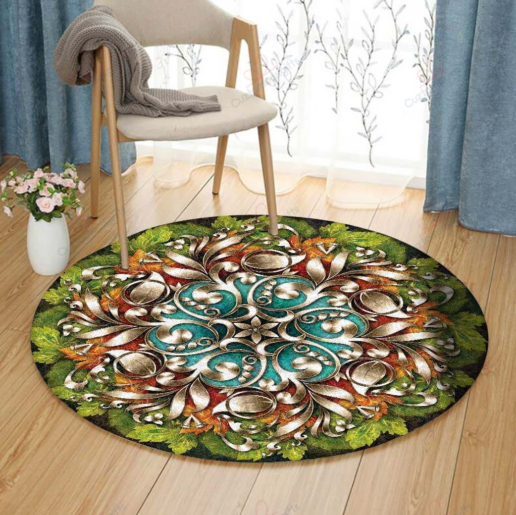 Mandala Metallic Ornament Round Carpet Floor Rug Living Room Bedroom Decor Round Area Rug Carpet Mandala Metallic Ornament Round Carpet Floor Rug Living Room Bedroom Decor Round Area Rug Carpet