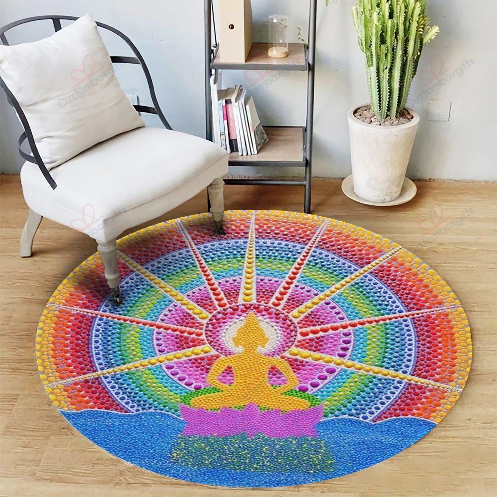 Mediatation Buddha Color Round Carpet Floor Rug Living Room Bedroom Decor Round Area Rug Carpet