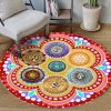 Meditation Circle Colorful Round Carpet Floor Rug Living Room Bedroom Decor Round Area Rug Carpet