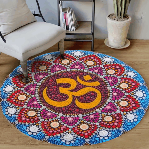 Meditation Ohm Color Round Carpet Floor Rug Living Room Bedroom Decor Round Area Rug Carpet