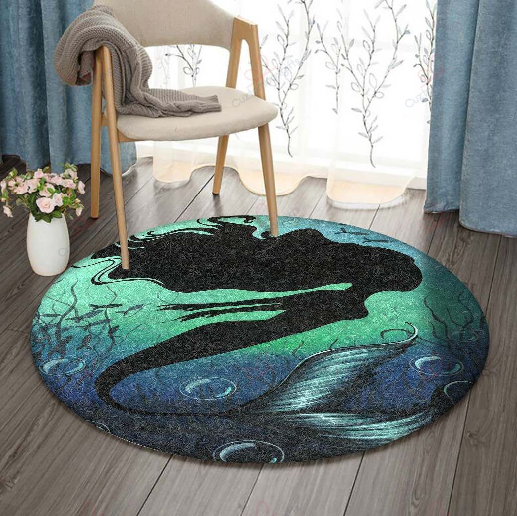 Mermaid In The Sea Round Carpet Floor Rug Living Room Bedroom Decor Round Area Rug Carpet Mermaid In The Sea Round Carpet Floor Rug Living Room Bedroom Decor Round Area Rug Carpet