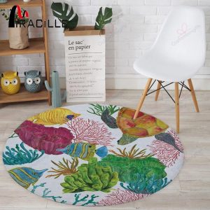 Miracille Marine Style Colorful Sea Turtle Round Carpet Floor Rug Living Room Bedroom Decor Round Area Rug Carpet
