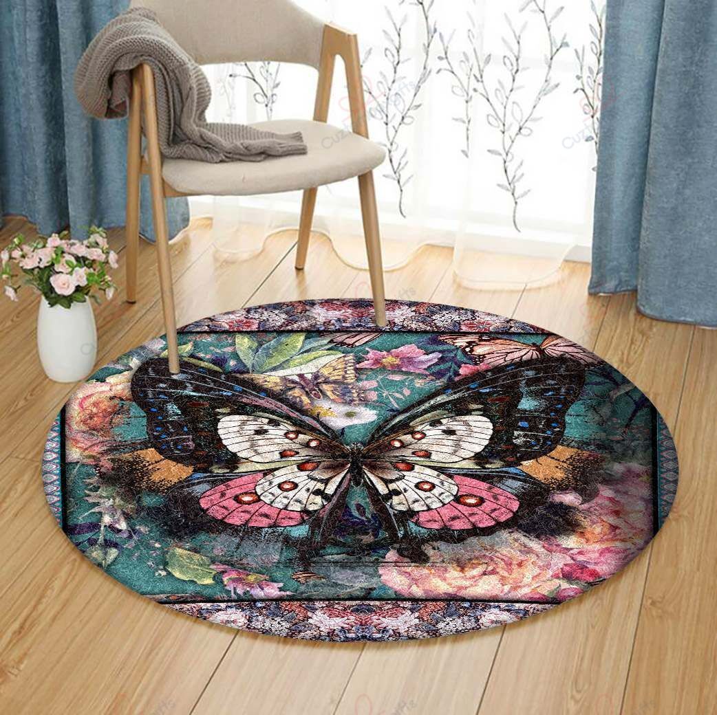 Multi Color Butterfly 1 Round Carpet Floor Rug Living Room Bedroom Decor Round Area Rug Carpet Multi Color Butterfly 1 Round Carpet Floor Rug Living Room Bedroom Decor Round Area Rug Carpet