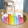 Multi Color Cats Round Carpet Floor Rug Living Room Bedroom Decor Round Area Rug Carpet