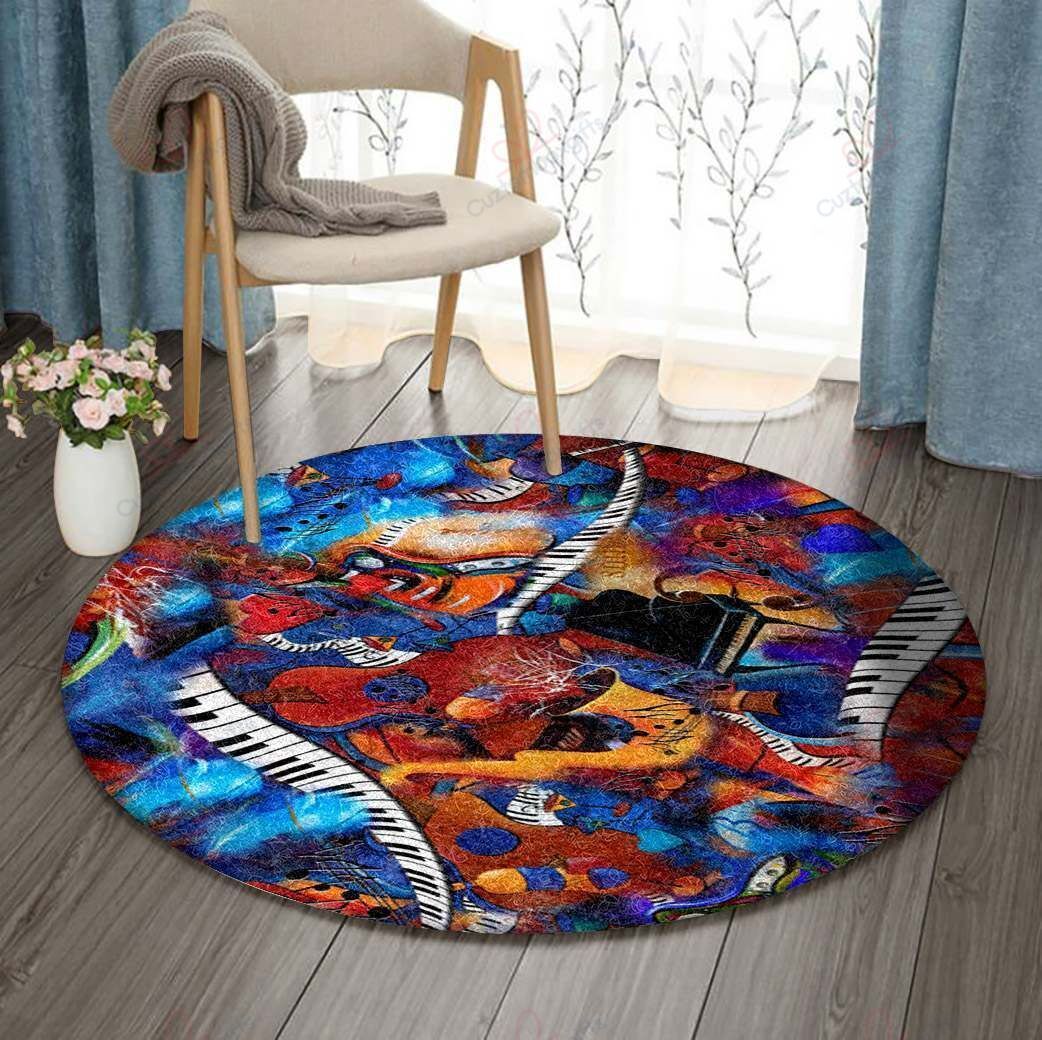 Musical Instrument Round Carpet Floor Rug Living Room Bedroom Decor Round Area Rug Carpet Musical Instrument Round Carpet Floor Rug Living Room Bedroom Decor Round Area Rug Carpet