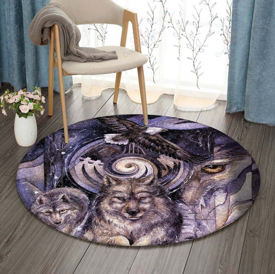 Native American Wolf And Eagle Round Carpet Floor Rug Living Room Bedroom Decor Round Area Rug Carpet Native American Wolf And Eagle Round Carpet Floor Rug Living Room Bedroom Decor Round Area Rug Carpet