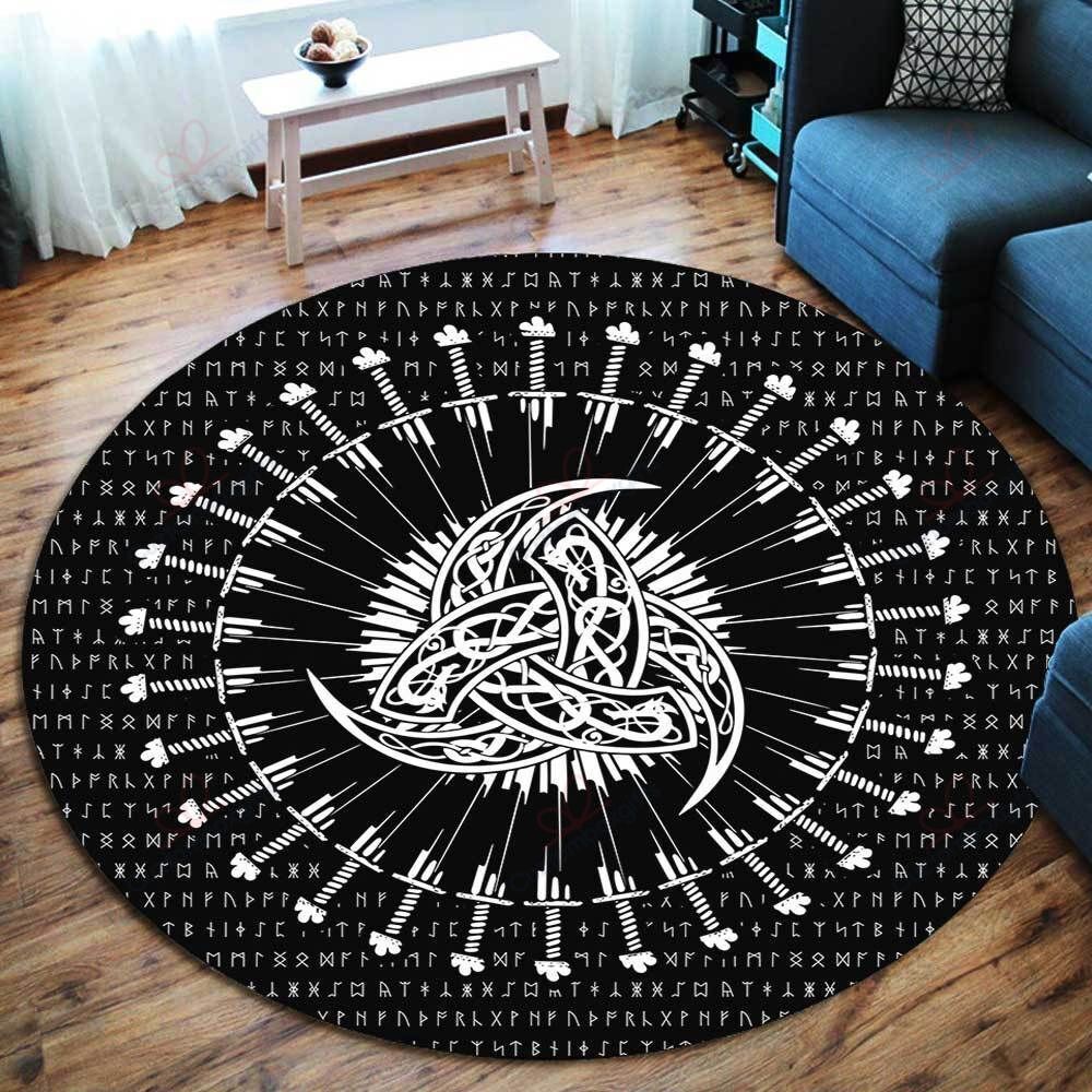 Odins Triple Horn Viking Round Carpet Floor Rug Living Room Bedroom Decor Round Area Rug Carpet Odins Triple Horn Viking Round Carpet Floor Rug Living Room Bedroom Decor Round Area Rug Carpet
