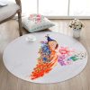 Peacock And Flower Round Carpet Floor Rug Living Room Bedroom Decor Round Area Rug Carpet