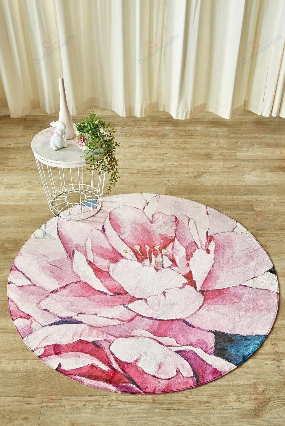 Peonie Flower Round Carpet Floor Rug Living Room Bedroom Decor Round Area Rug Carpet Peonie Flower Round Carpet Floor Rug Living Room Bedroom Decor Round Area Rug Carpet