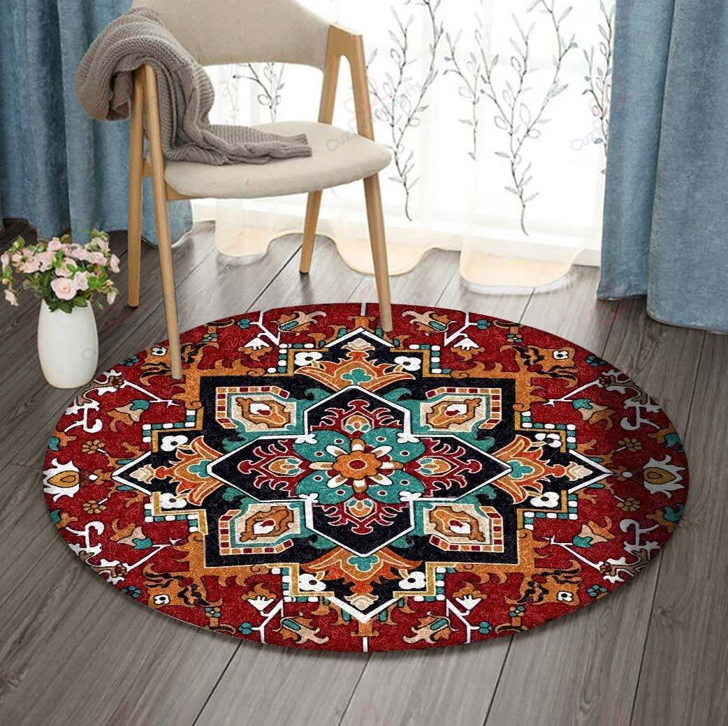 Persian Tribal Flower Round Carpet Floor Rug Living Room Bedroom Decor Round Area Rug Carpet Persian Tribal Flower Round Carpet Floor Rug Living Room Bedroom Decor Round Area Rug Carpet