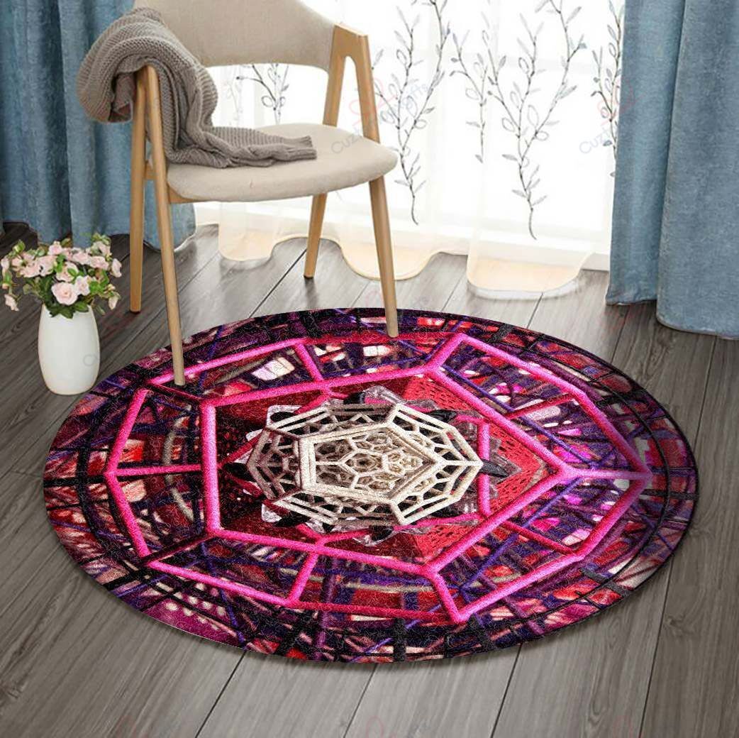 Pinktagon Round Carpet Floor Rug Living Room Bedroom Decor Round Area Rug Carpet