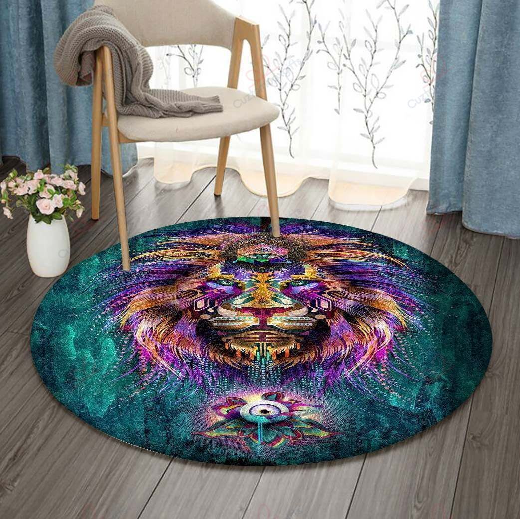 Psychedelic Trippy Rainbow Lion Round Carpet Floor Rug Living Room Bedroom Decor Round Area Rug Carpet Psychedelic Trippy Rainbow Lion Round Carpet Floor Rug Living Room Bedroom Decor Round Area Rug Carpet