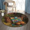 Pumpkin And Patches Round Carpet Floor Rug Living Room Bedroom Decor Round Area Rug Carpet