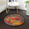 Pumpkin And Turkey Round Carpet Floor Rug Living Room Bedroom Decor Round Area Rug Carpet