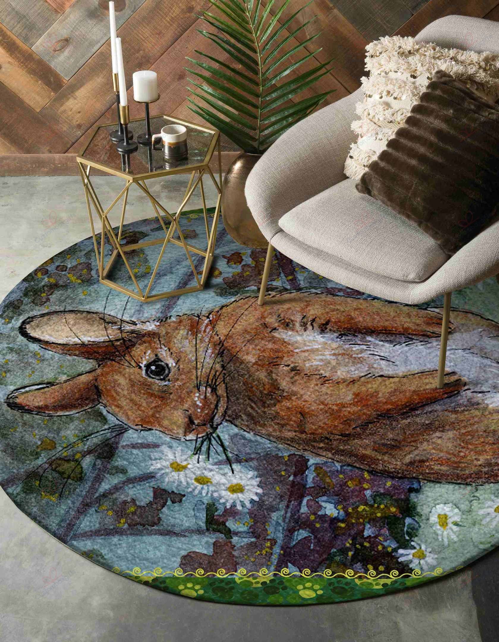 Rabbit Painting 1 Round Carpet Floor Rug Living Room Bedroom Decor Round Area Rug Carpet Rabbit Painting 1 Round Carpet Floor Rug Living Room Bedroom Decor Round Area Rug Carpet