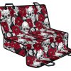 Red Peony Skull Pattern Print Pet Car Back Seat Cover - dff754031d24
