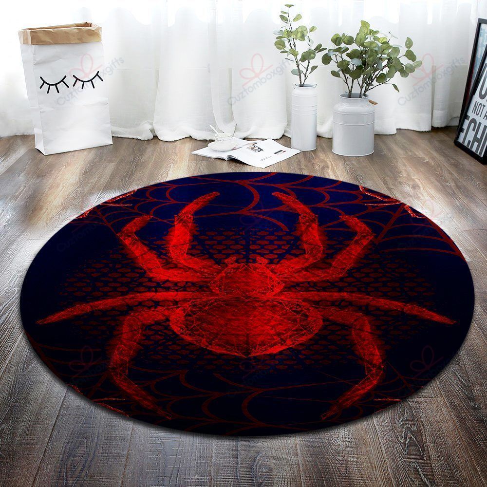 Red Spider Round Carpet Floor Rug Living Room Bedroom Decor Round Area Rug Carpet Red Spider Round Carpet Floor Rug Living Room Bedroom Decor Round Area Rug Carpet